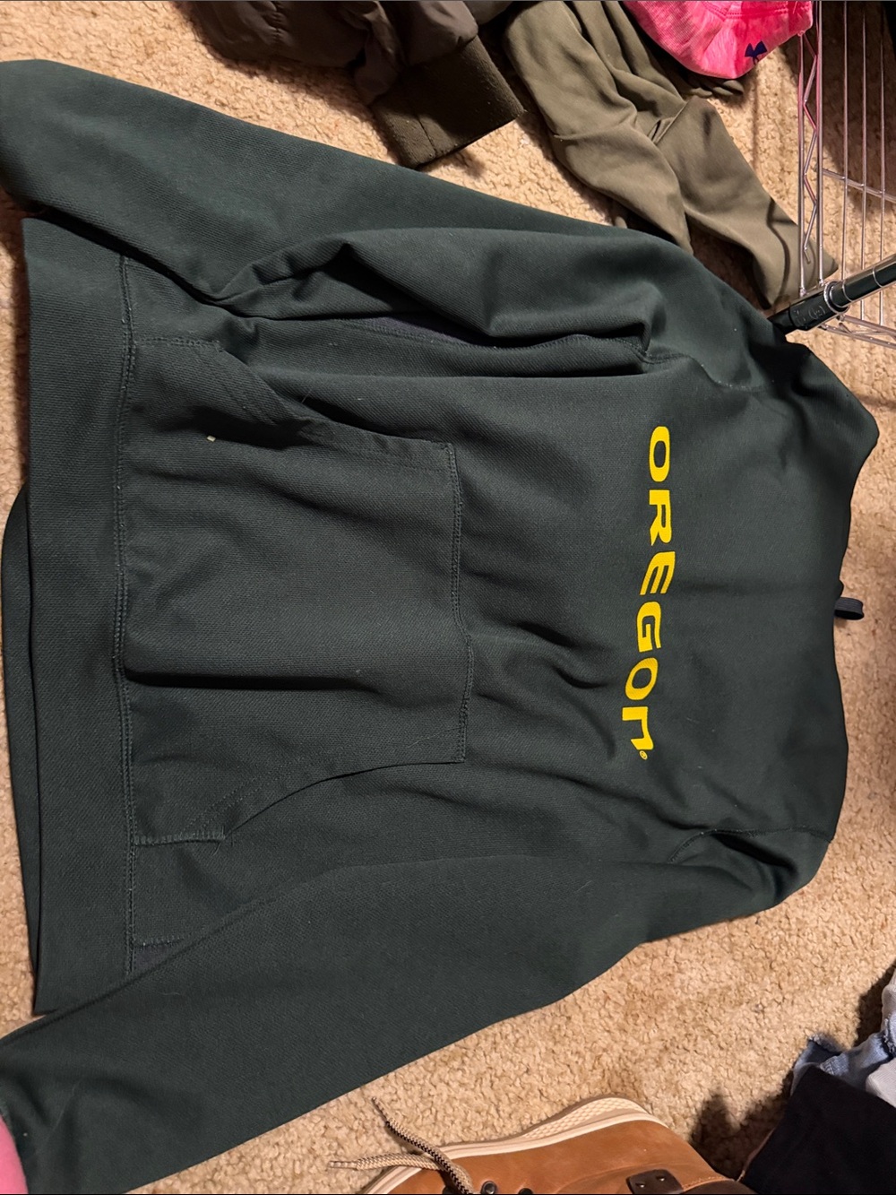 Russell Athletic dark green hoodie with yellow OREGON print
